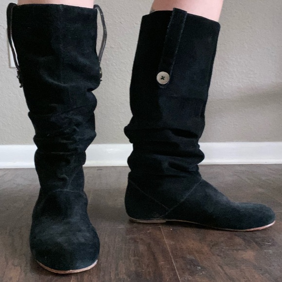 UGG Black Suede Slouchy Boots - Picture 2 of 4